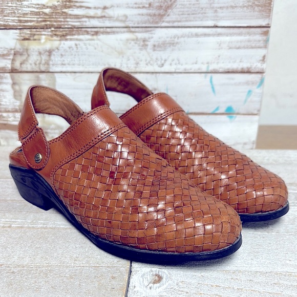 Ariat euc brown woven leather slip back convertible slip on mule clogs booties - Picture 3 of 12